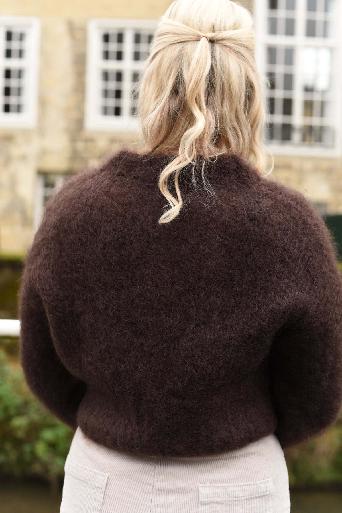 Grofgebreide Kid Mohair trui Bruin