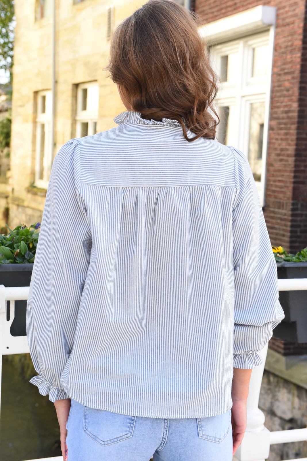 Cairo Blouse met bloemen en strepen