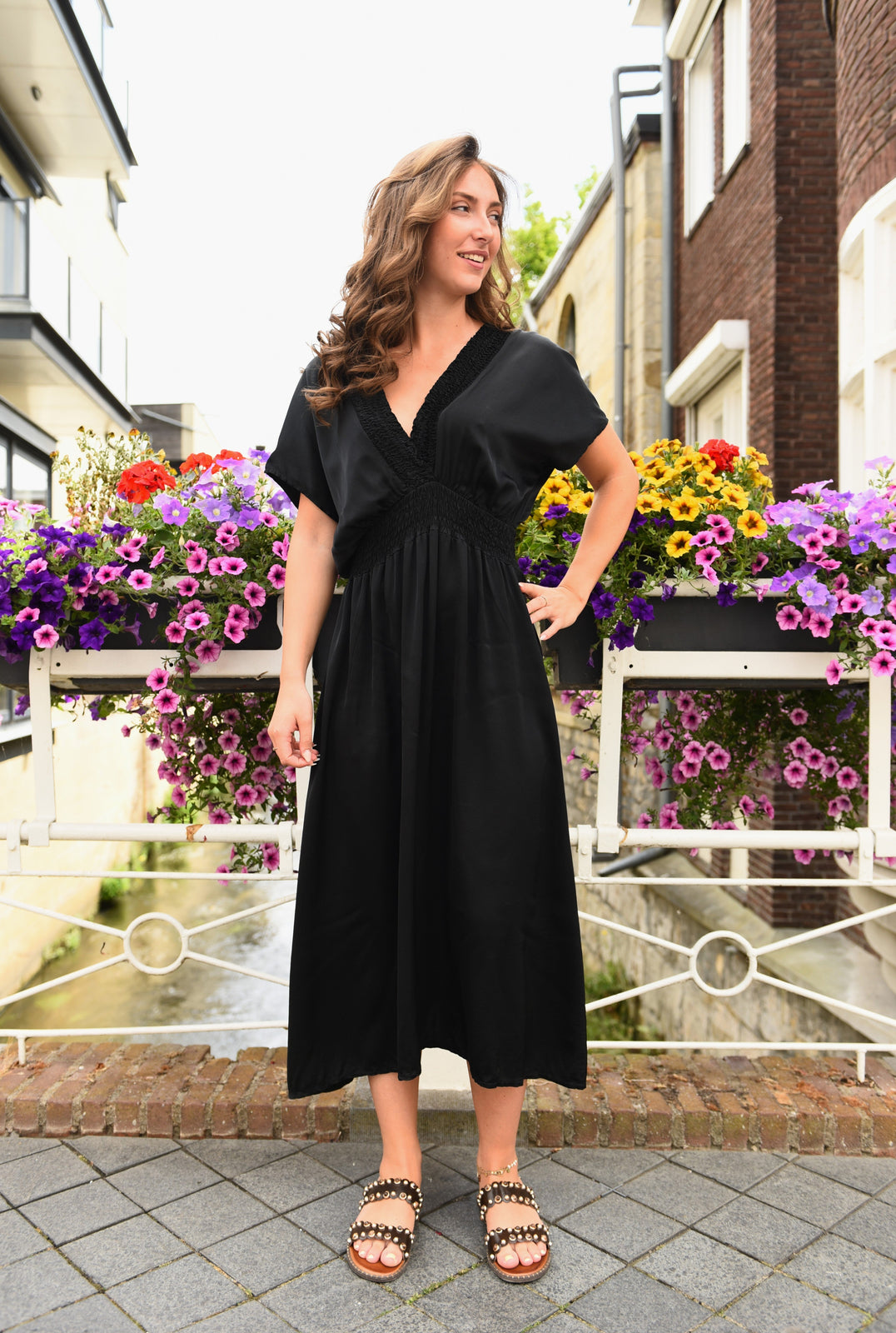 V Jurk in 4 kleuren