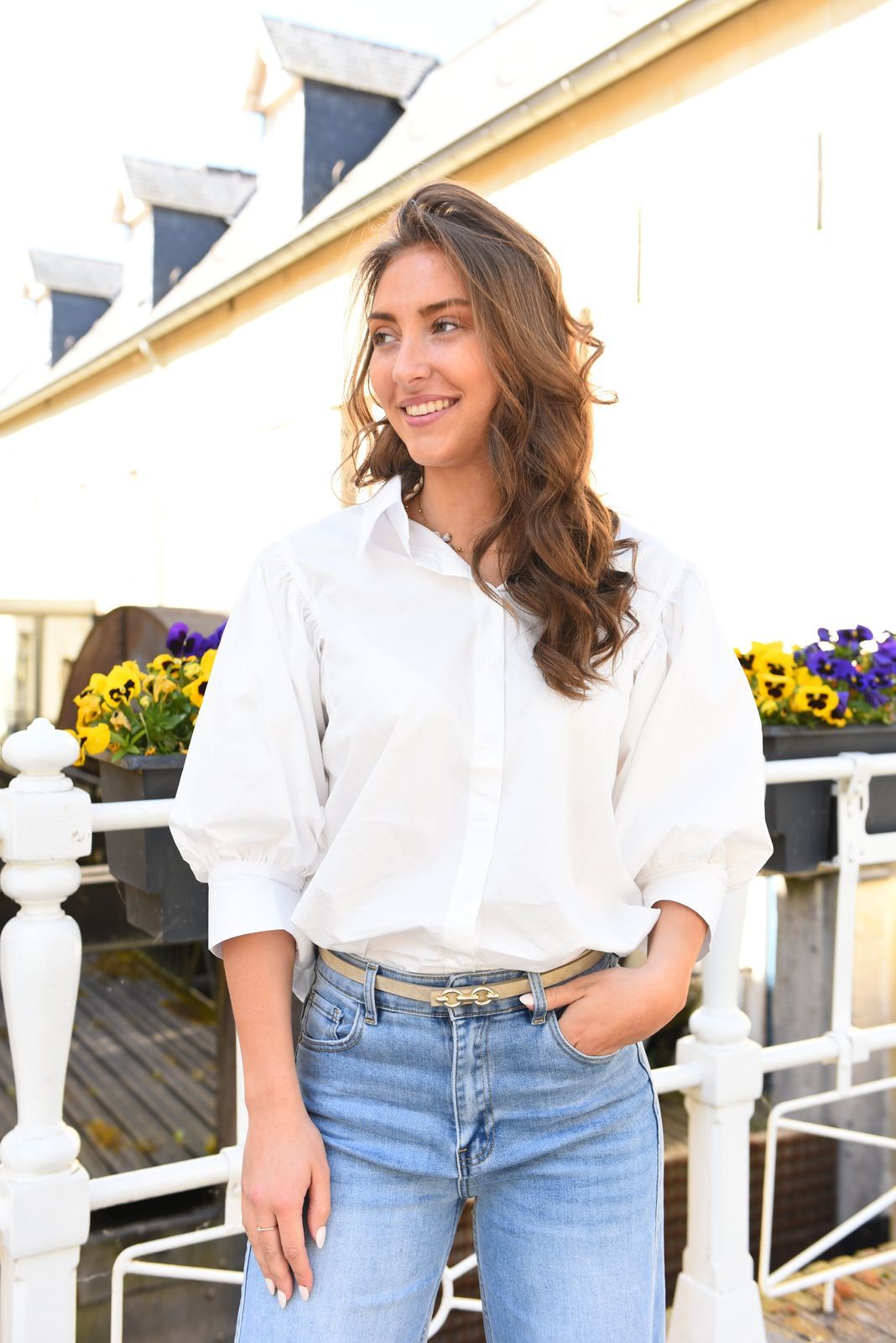 Noa Blouse met pofmouwen in 2 kleuren 100% Katoen