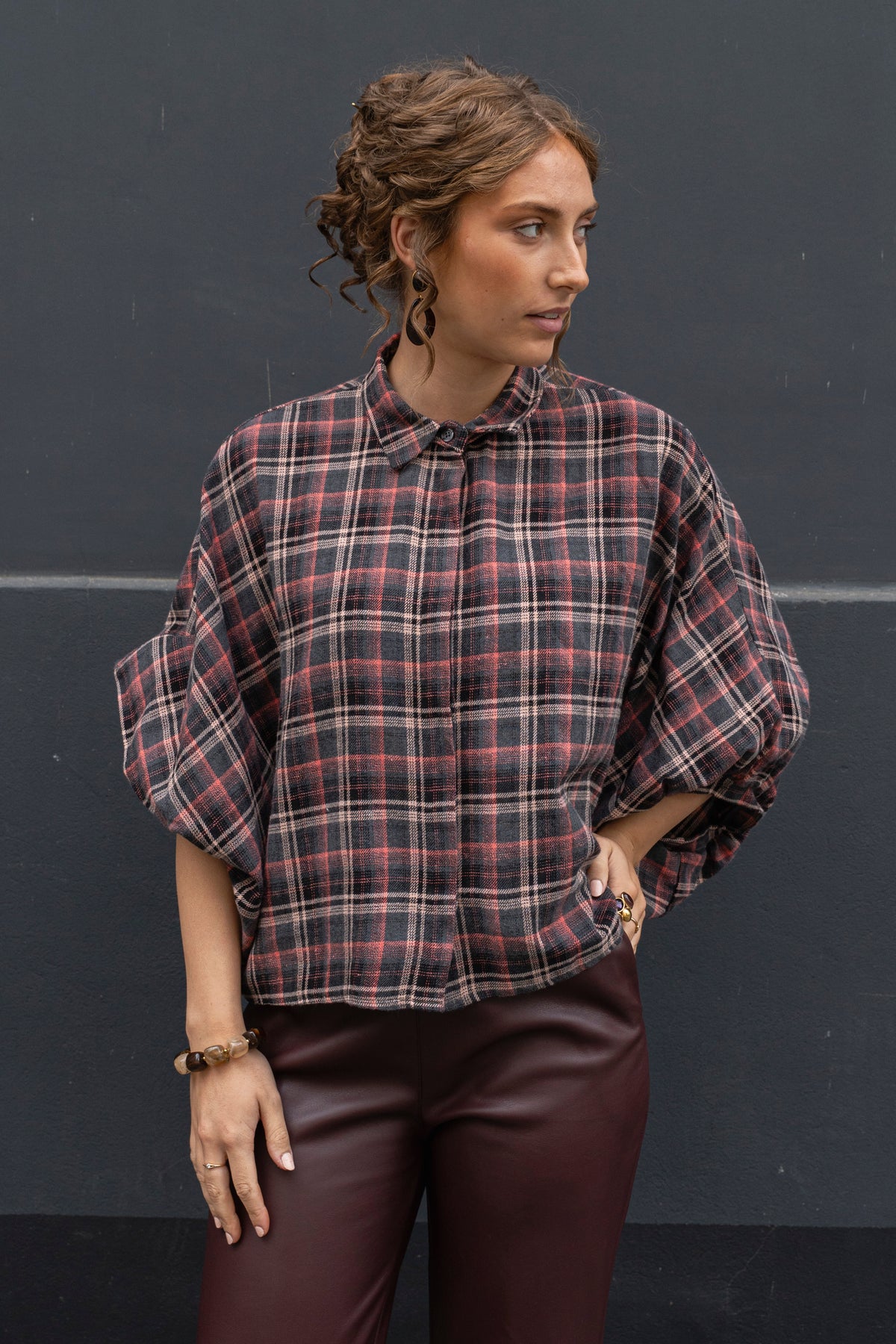 Jady Check Balloon Jacket