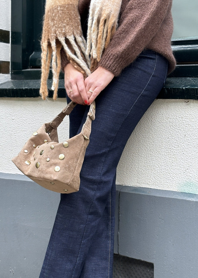 Beige Bilore handtas met studs