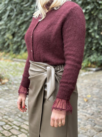 Strik Lederlook Wikkelrok in Kaki