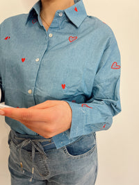 Blauwe hartjes blouse