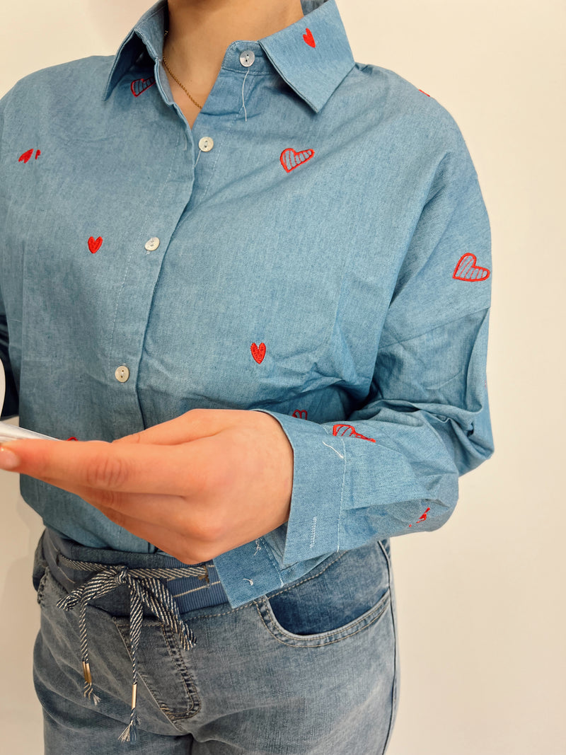 Blauwe hartjes blouse