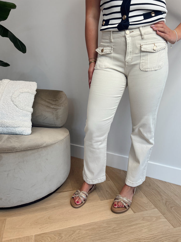 Beige chic denim