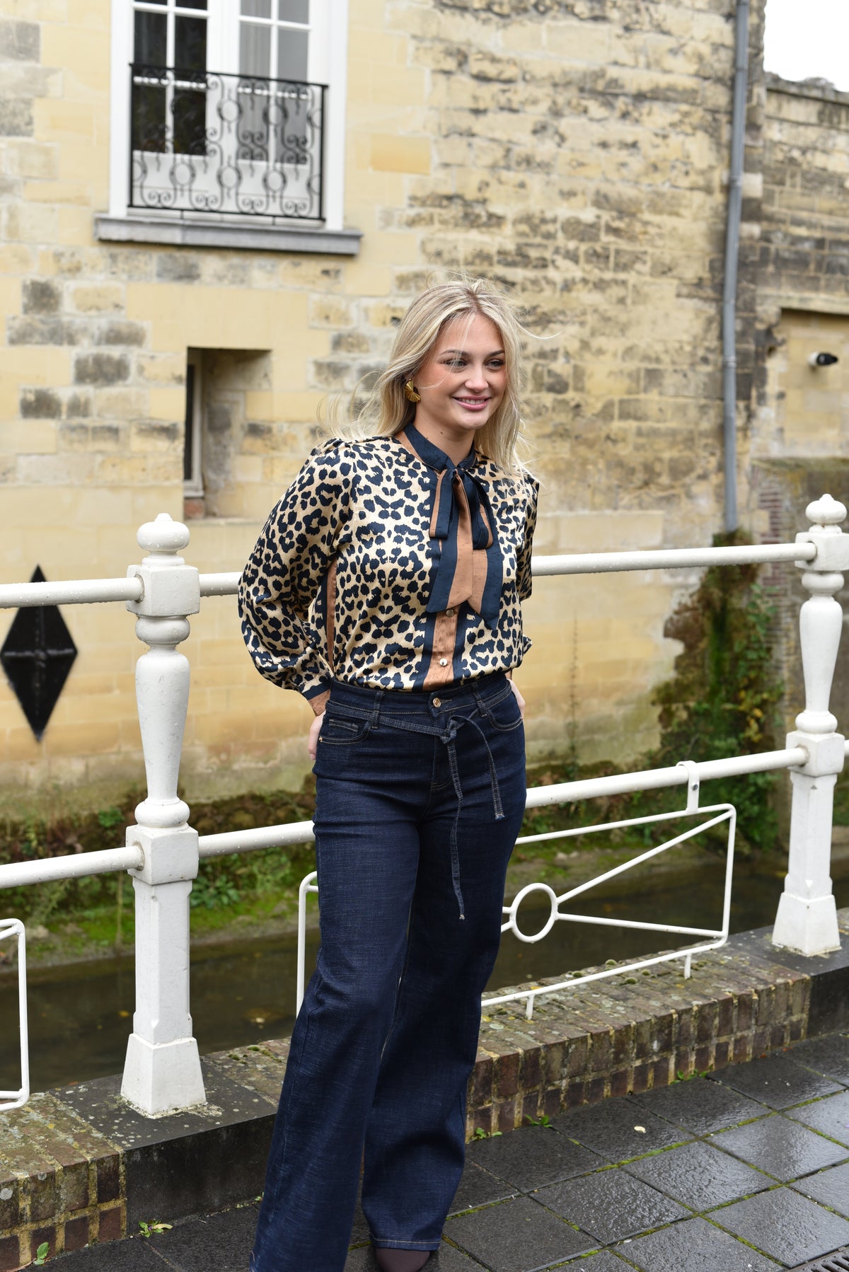 Elli White blouse met panterprint zwart