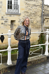 Elli White blouse met panterprint zwart