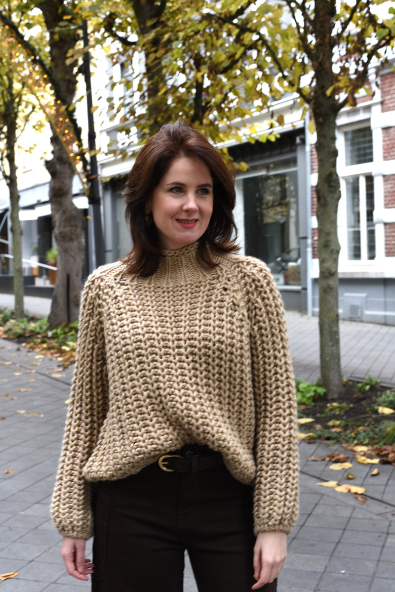 Ida grof gebreide trui beige