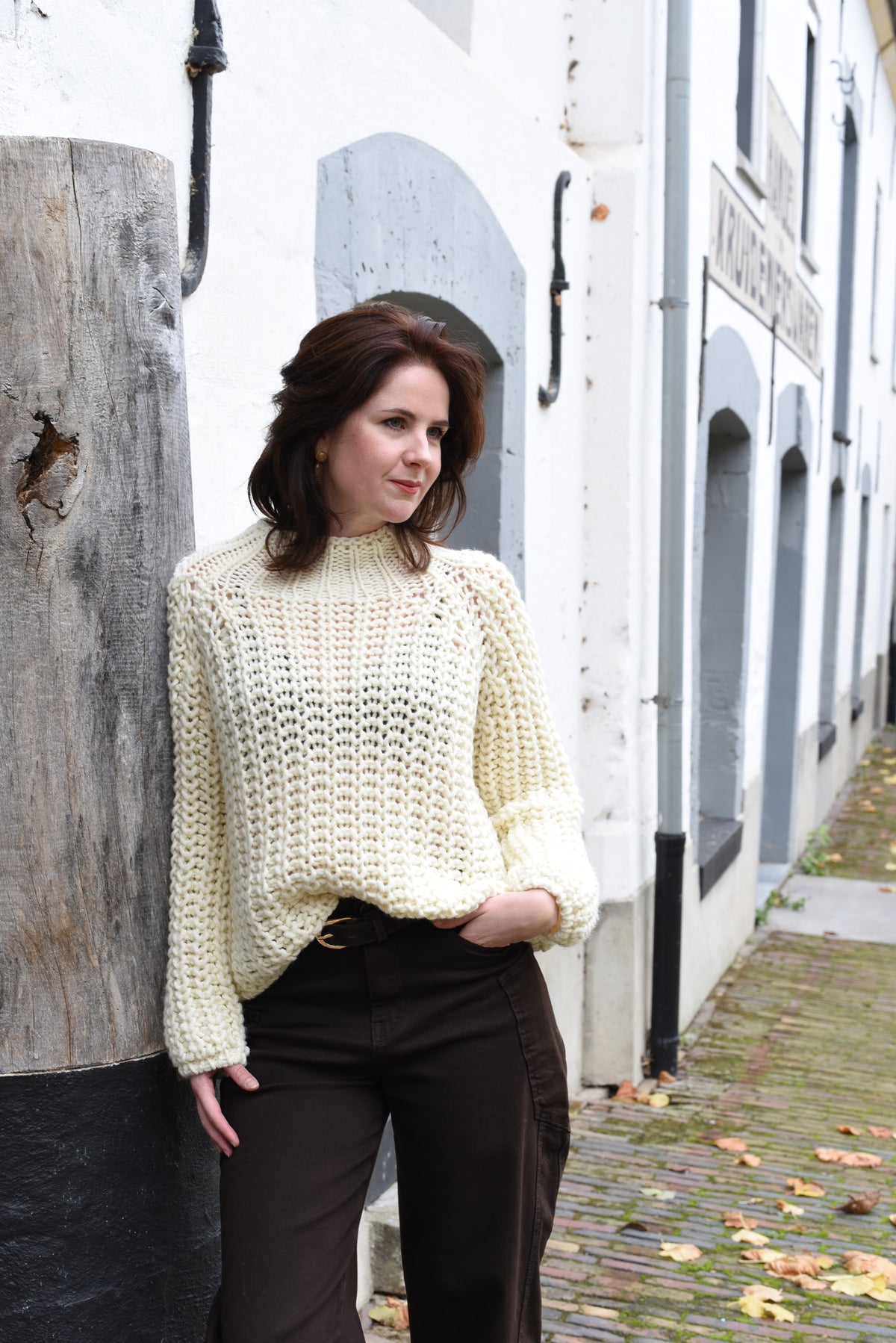 Ida grof gebreide trui crème