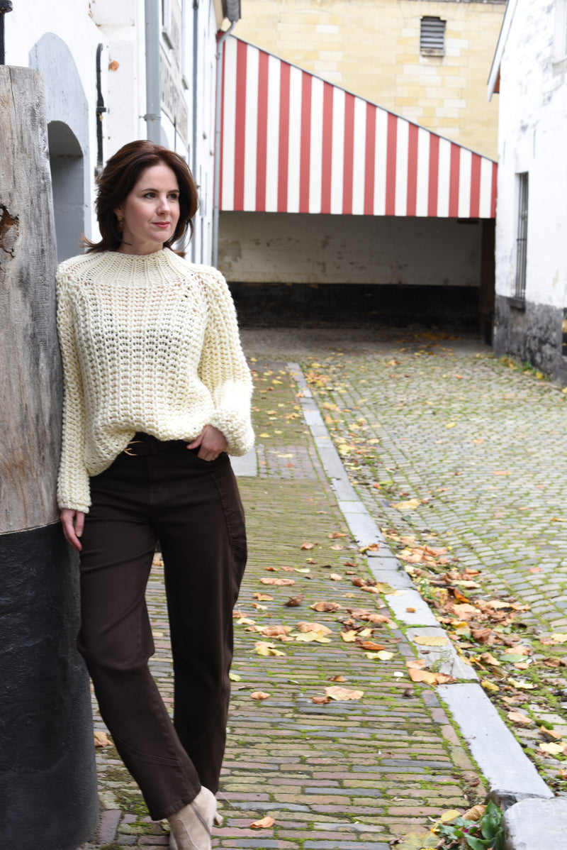 Ida grof gebreide trui crème