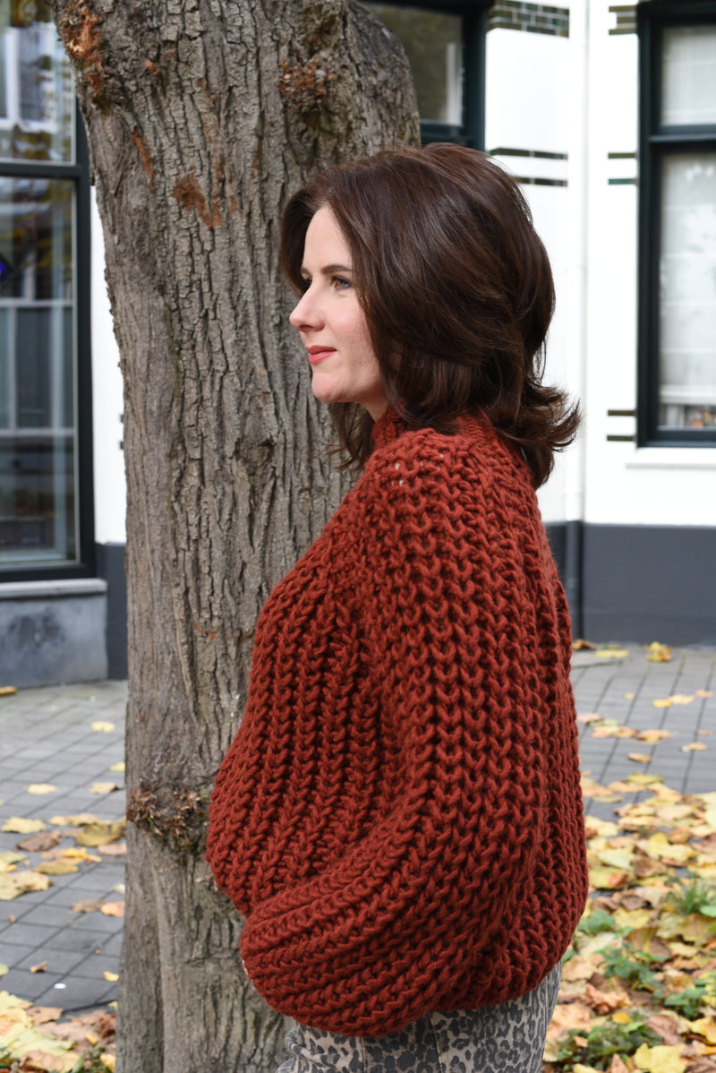 Ida grof gebreide trui oranje