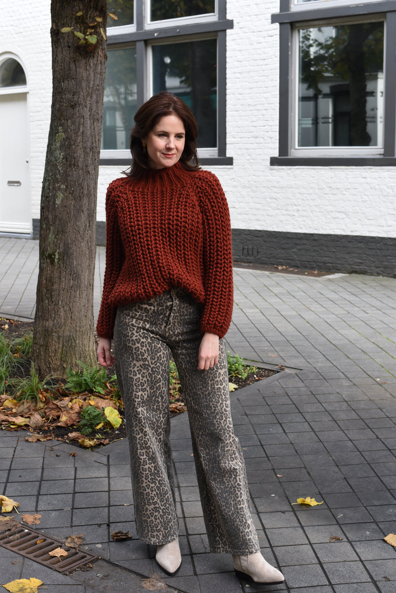 Ida grof gebreide trui oranje