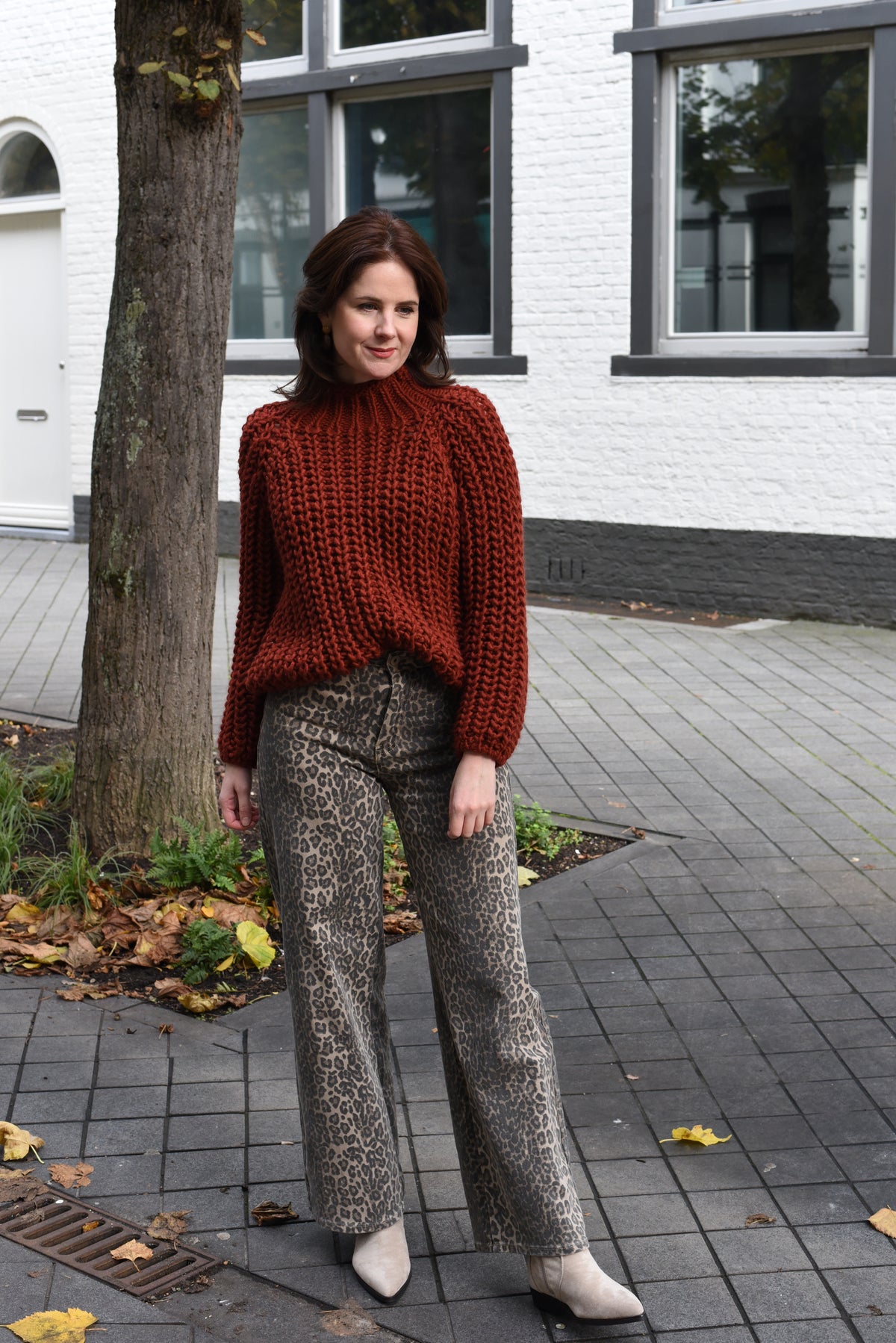 Ida grof gebreide trui oranje