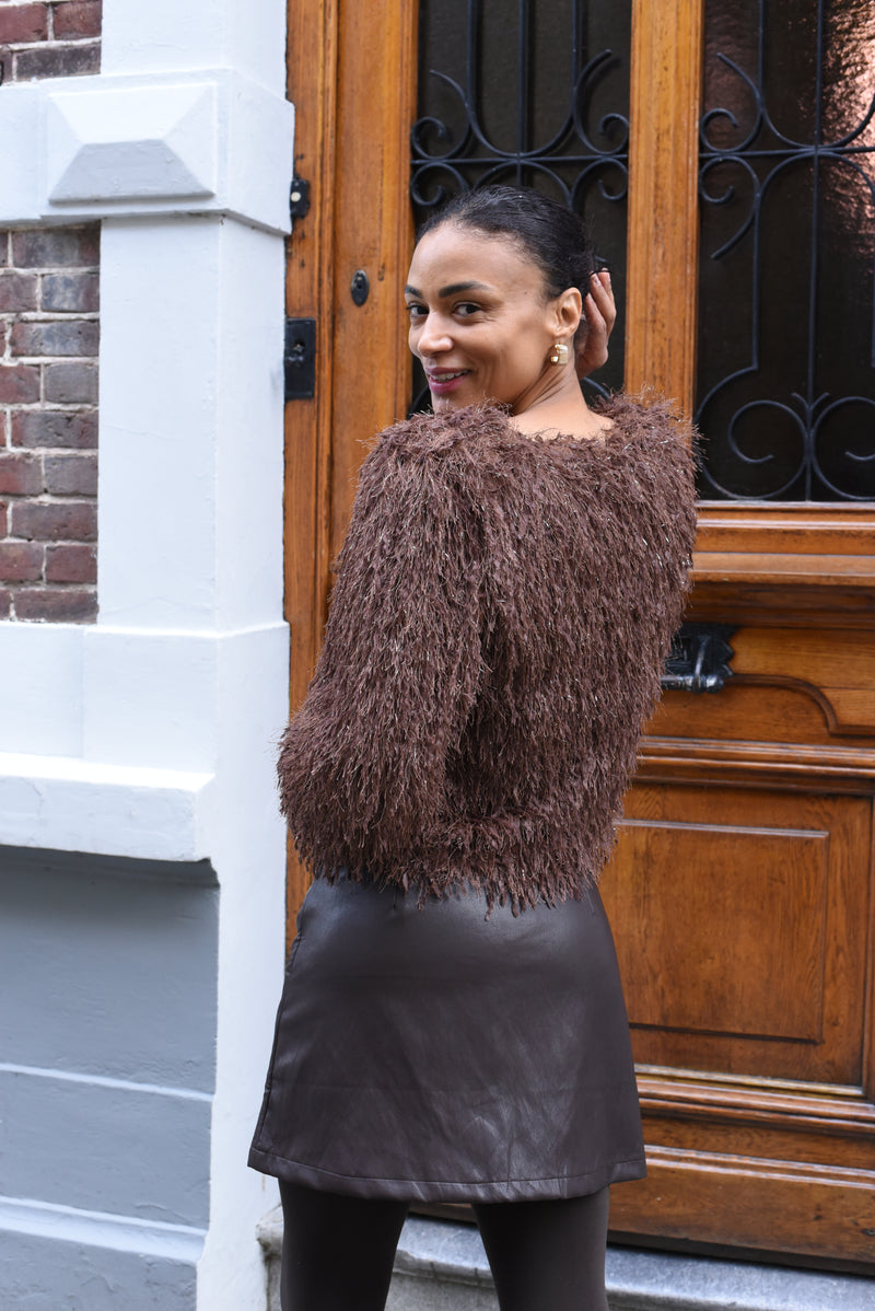 Pauw trui bruin achterkant