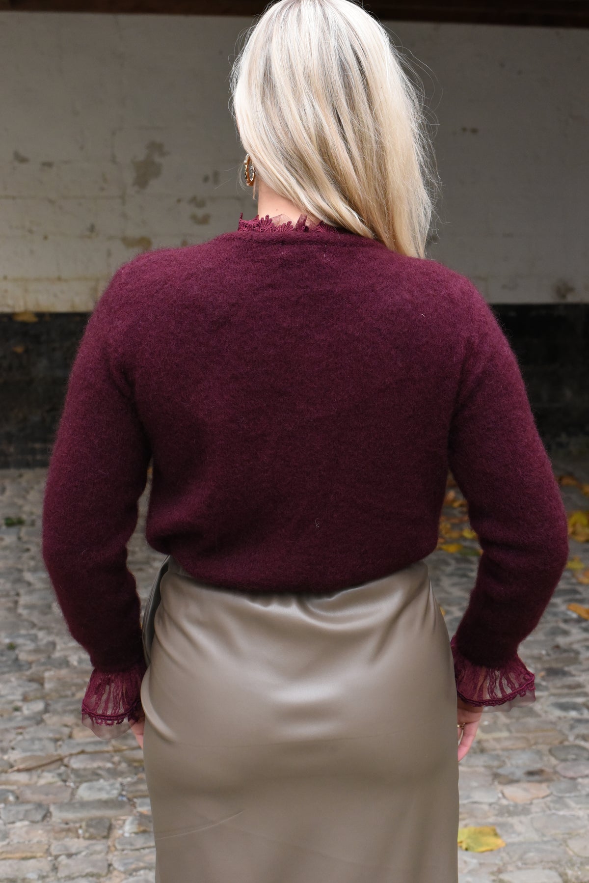 Burgundy Kid Mohair vest achterkant