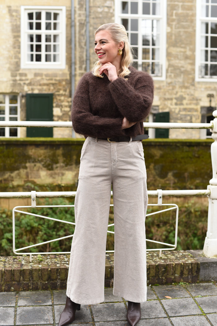 Juno corduroy broek taupe