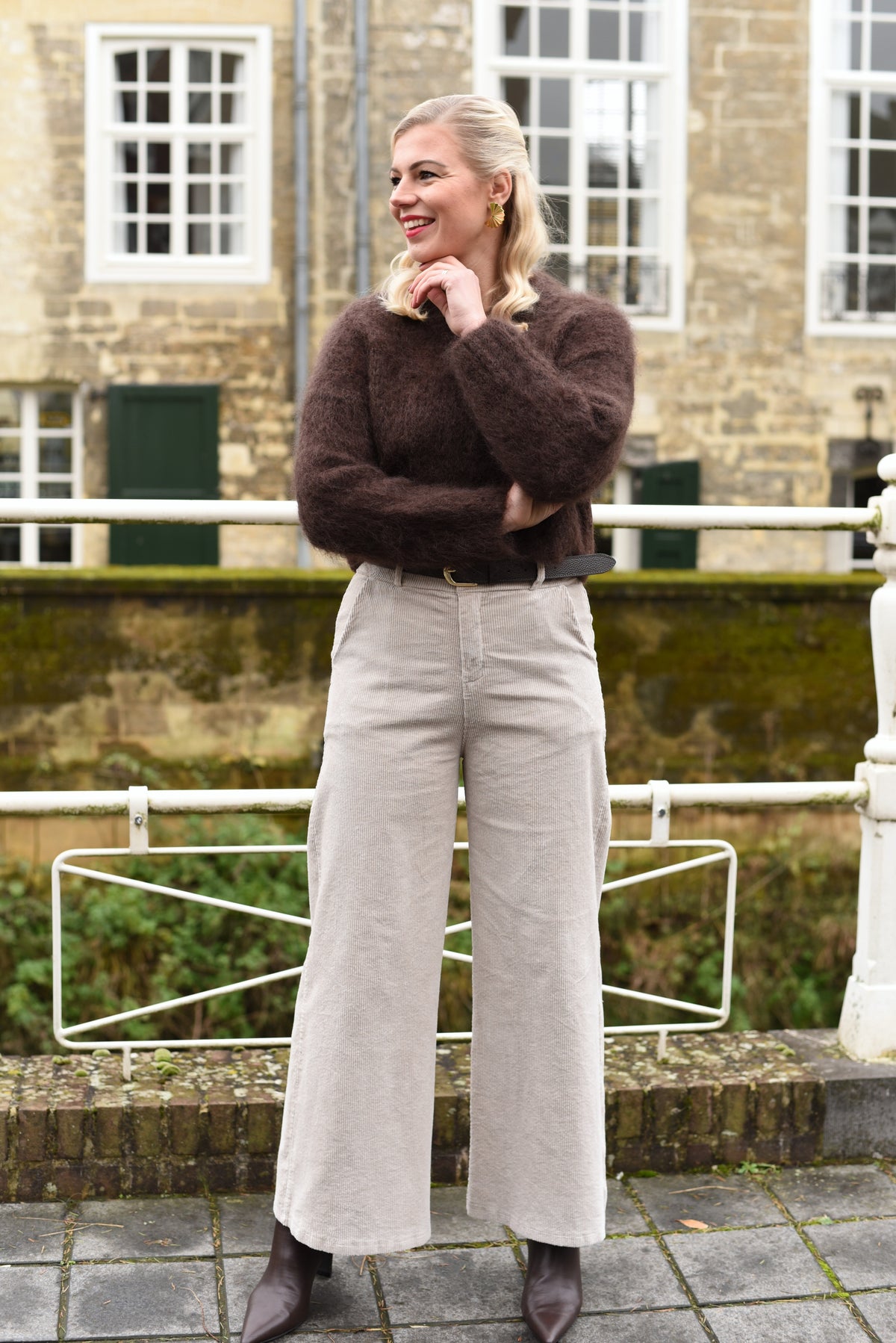 Juno corduroy broek taupe