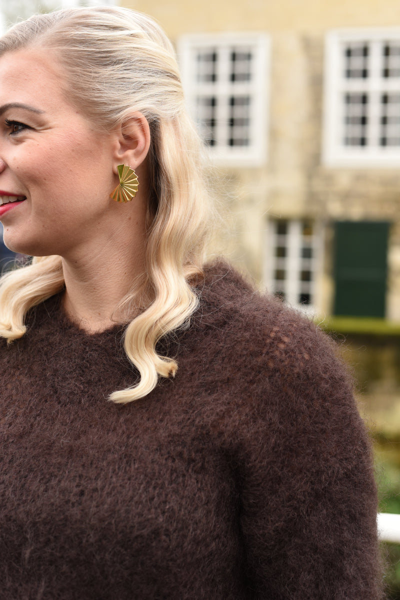 Grofgebreide Kid Mohair trui Bruin