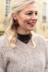 Grofgebreide Kid Mohair trui Taupe