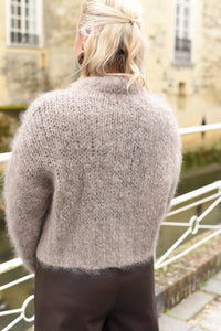 Grofgebreide Kid Mohair trui Taupe