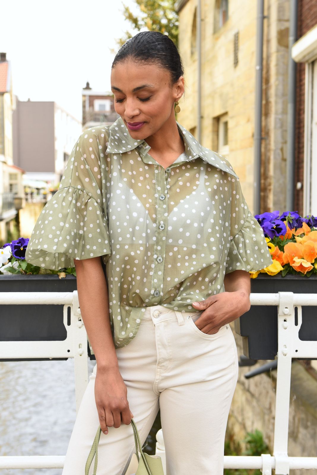 Olive Dot Blouse in 3 kleuren
