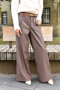 Pistache lederlook broek