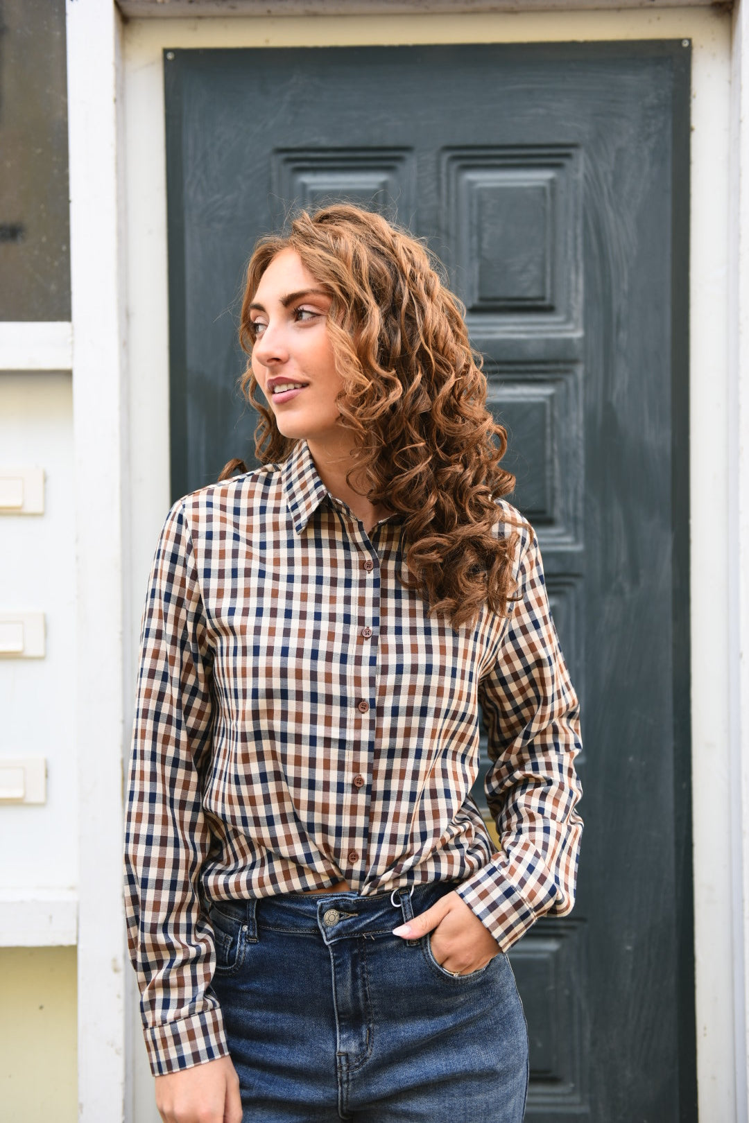 Zavina Plaid Blouse