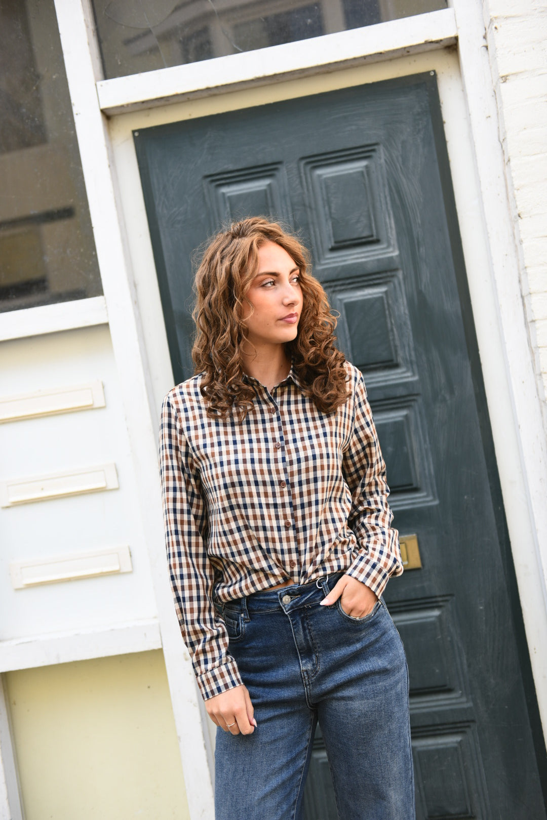 Zavina Plaid Blouse